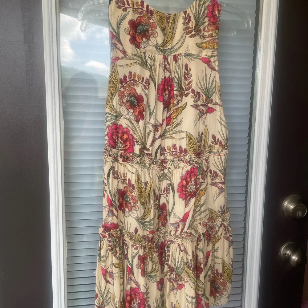 Free People Tunic with Pink and Green Hummingbird Print